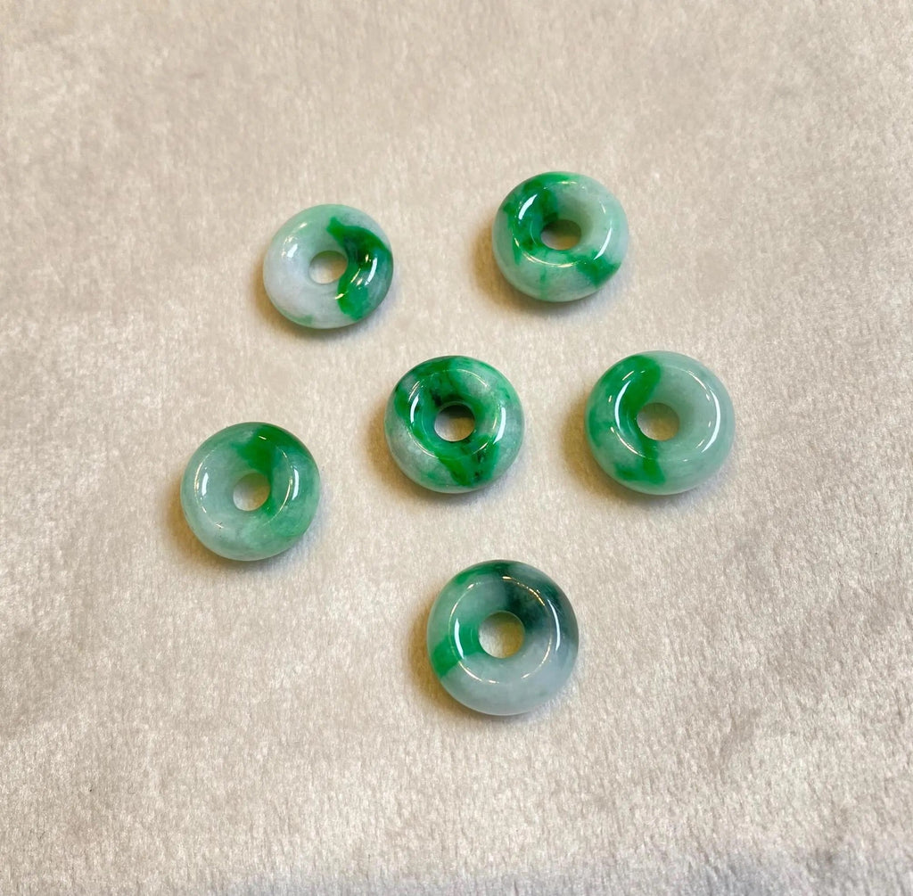Bright Green Jade Gemstone Beads Donut Shape Loose Beaded DIY