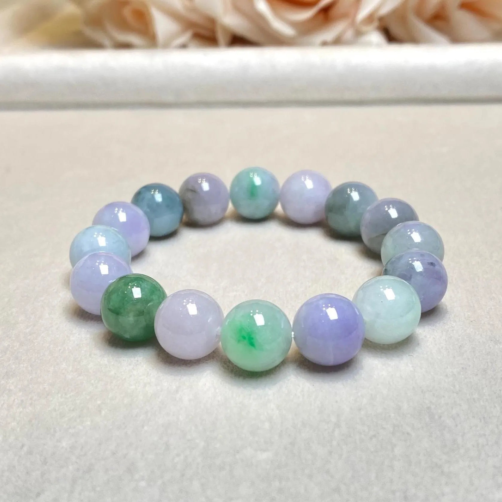 Gransky Jewellery Multi-Color Type-A Burmese Jadeite Beaded Bracelet - 18cm