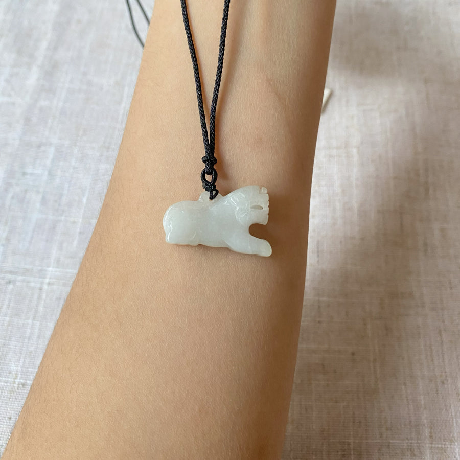 Burmese Jade Hand-carved Kirin Shape Jade Pendant Necklace