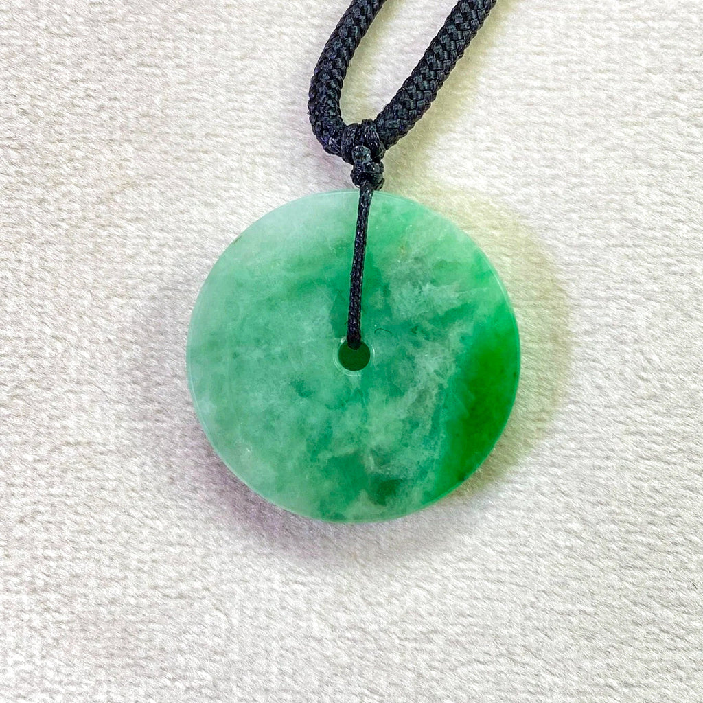 Green Jade Round Donut Pendant 24.1mm - Calming Gemstone