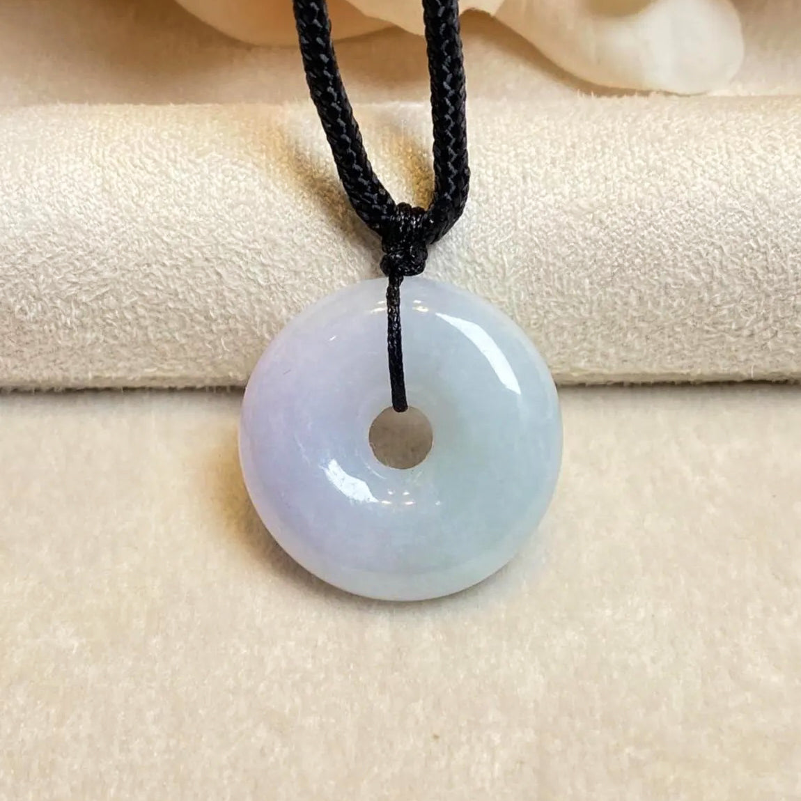 Genuine Green Purple Two-Tone Round Disc Jade Pendant