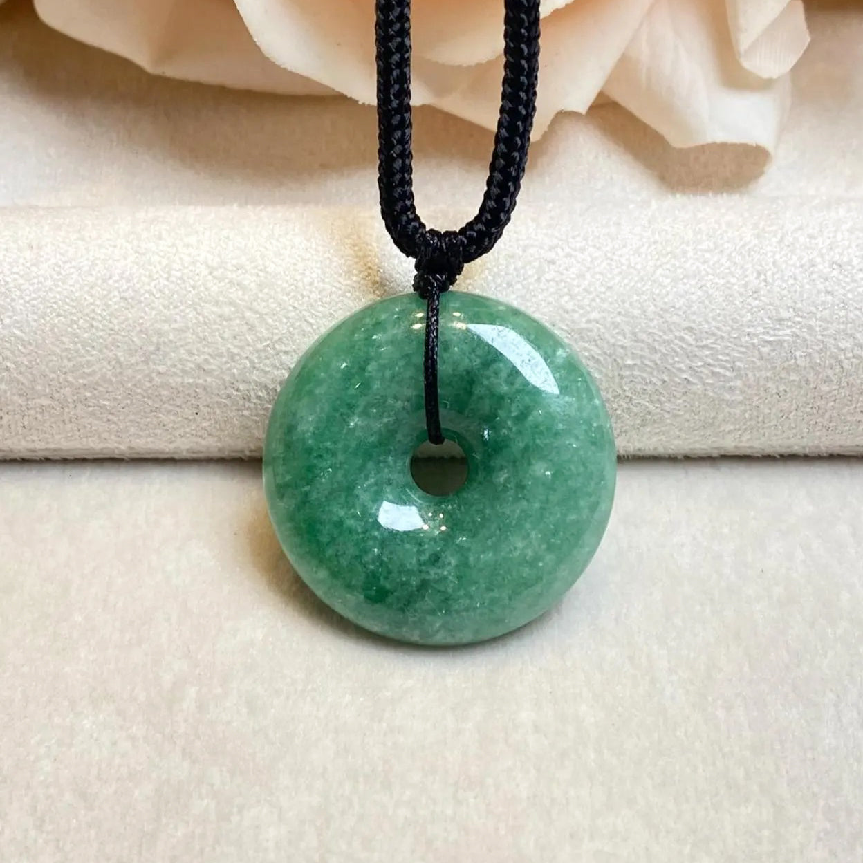 Intense Green Burmese Jade Disc Pendant