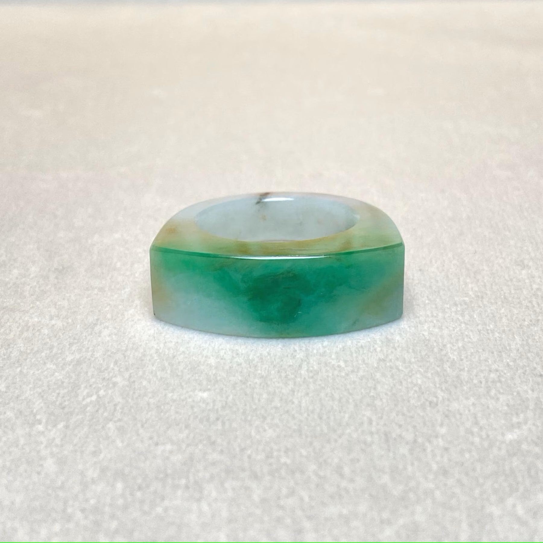 Size 9.25 Imperial Green Jade Saddle Ring - Natural Type-A Burmese Jade