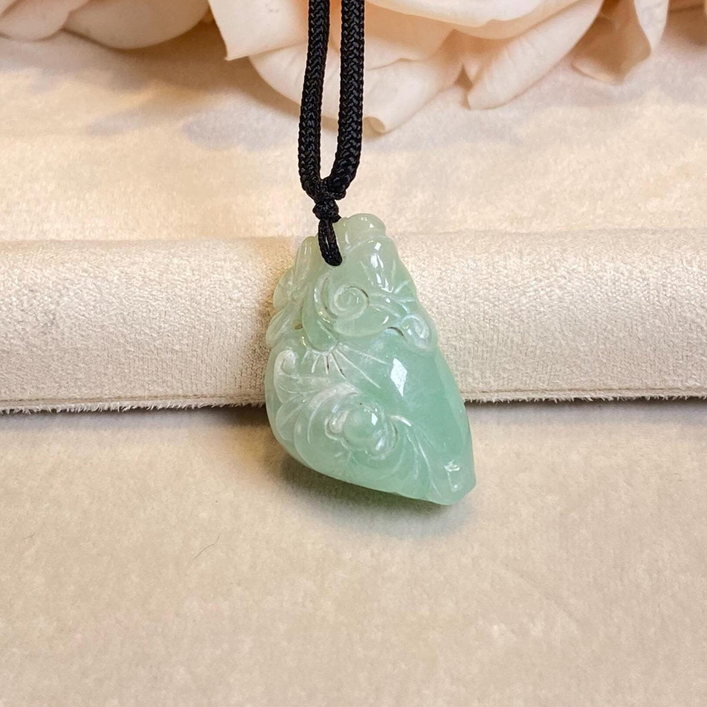 Gransky Handmade Jadeite Lime Green Peach Jade Pendant Necklace