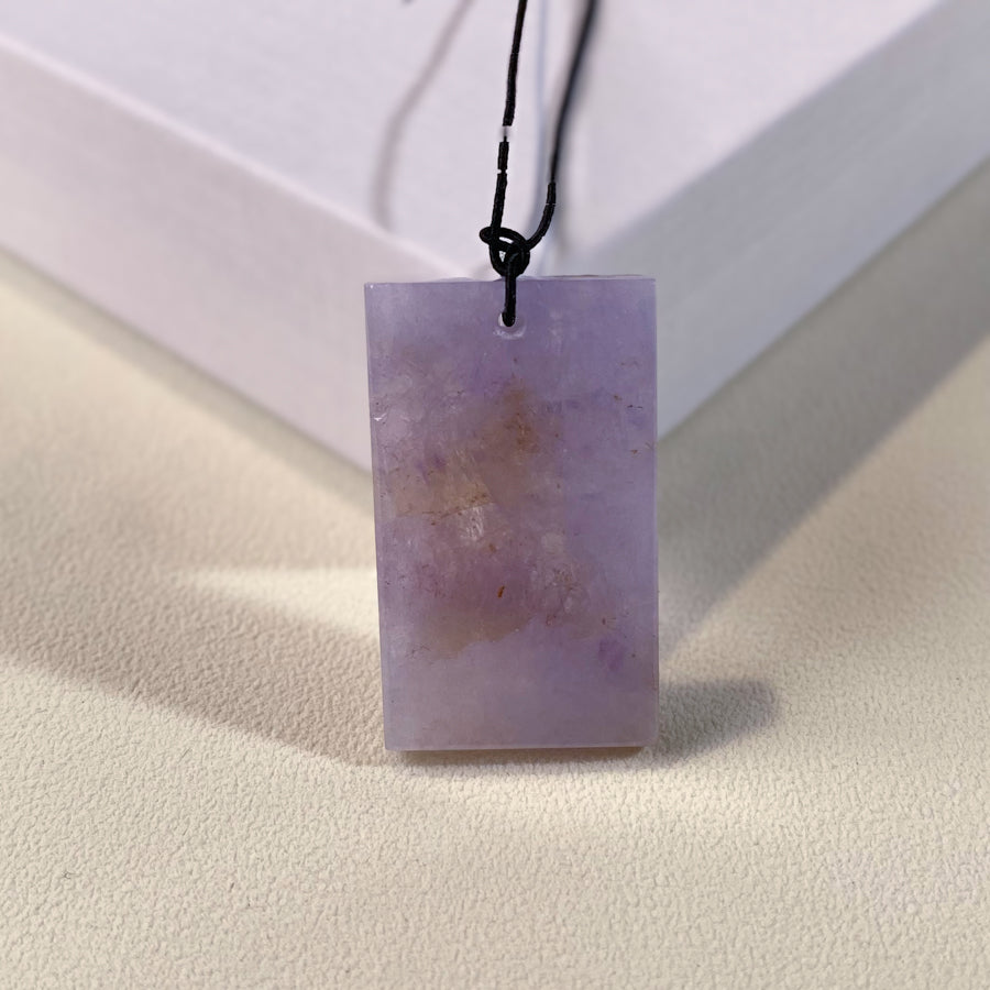 Gransky Natural Purple Jade Block Pendant Necklace
