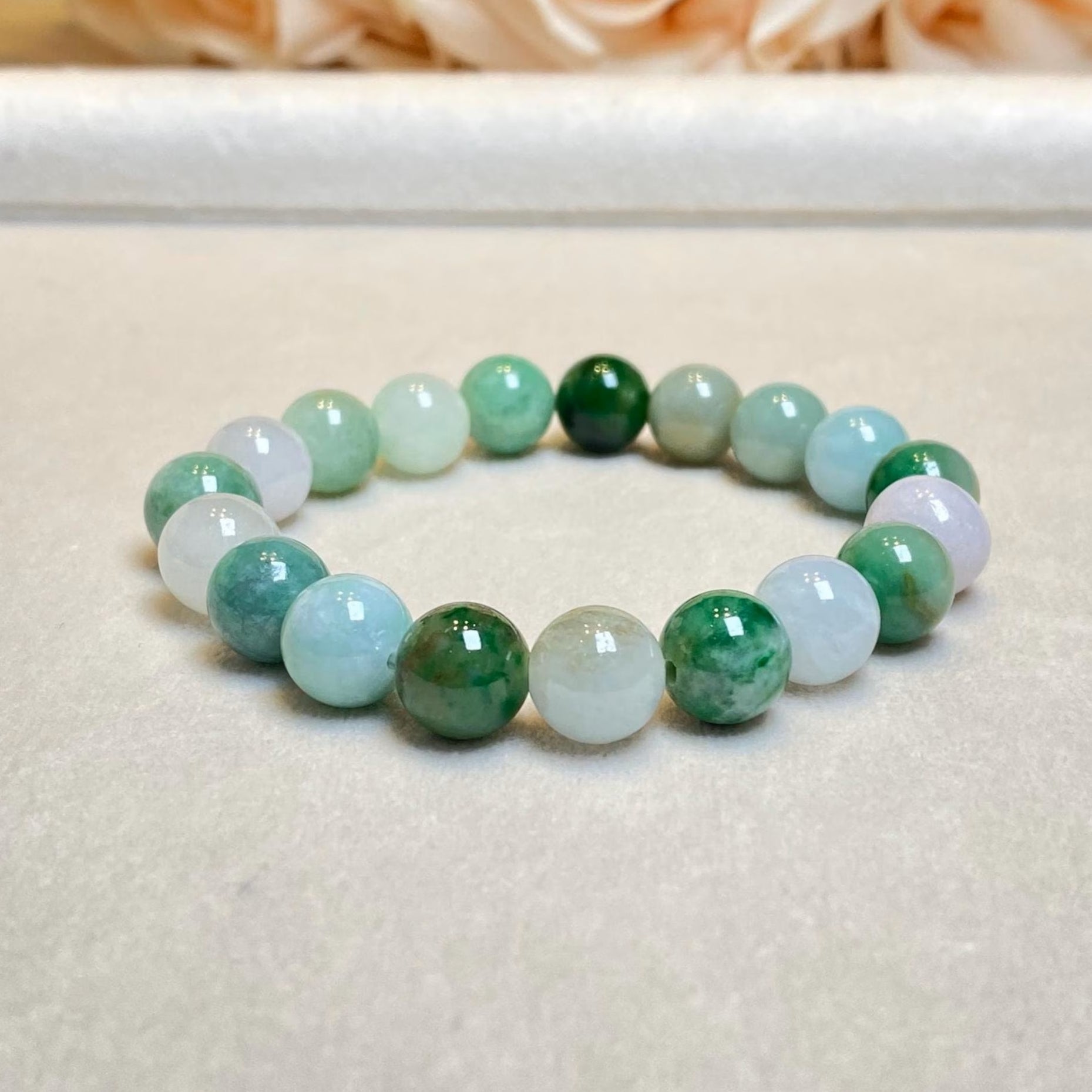 Gransky Multi-Color Type-A Burmese Jadeite Beaded Bracelet - 17cm
