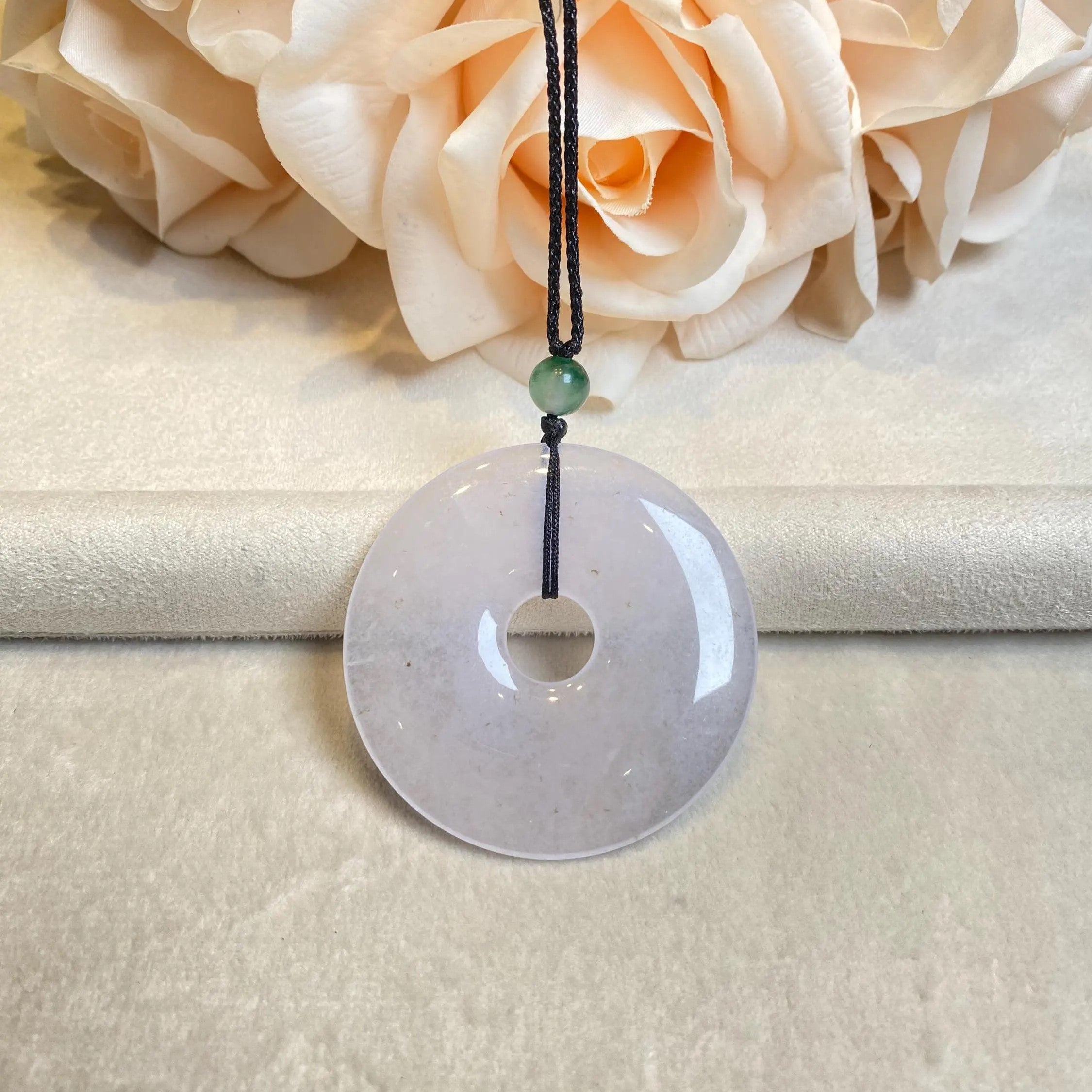 Icy White Round Disc Jade Pendant Necklace - Certified Natural Jadeite