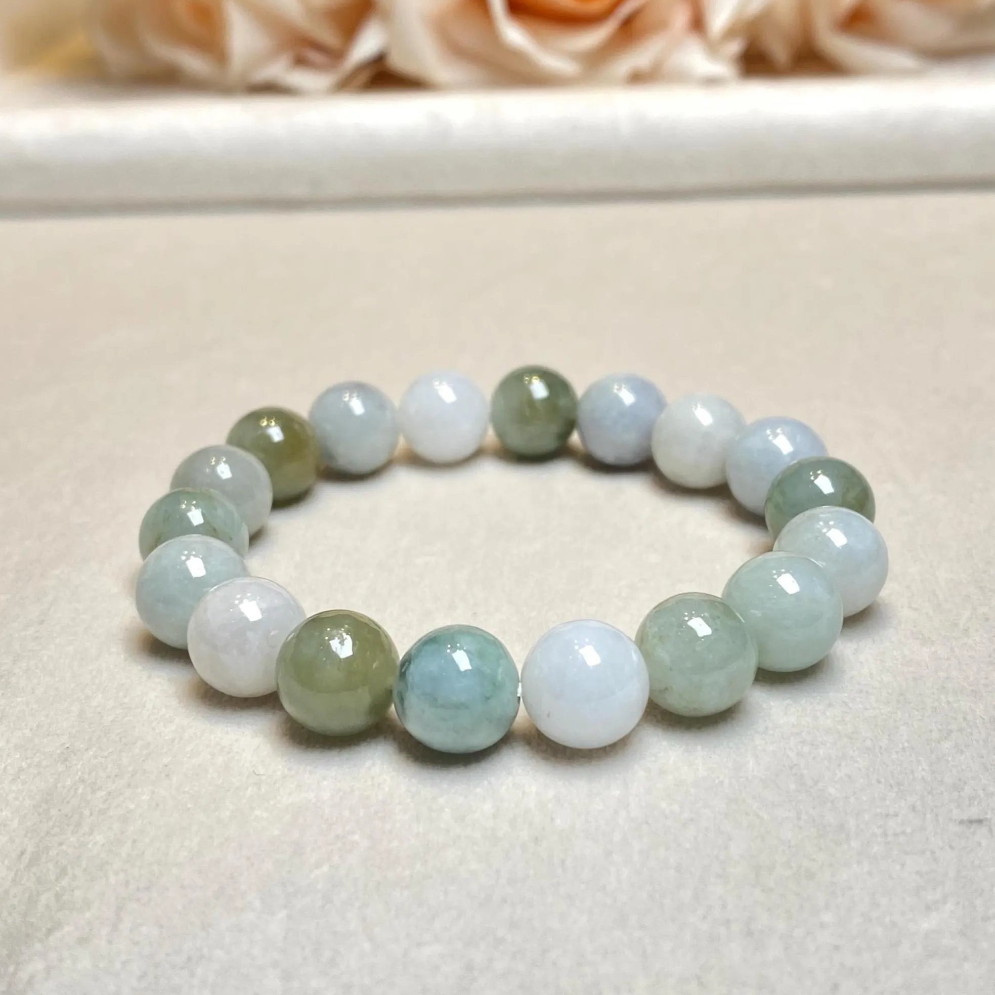 10mm Natural Type-A Burmese Multi-Color Jadeite Beaded Bracelet