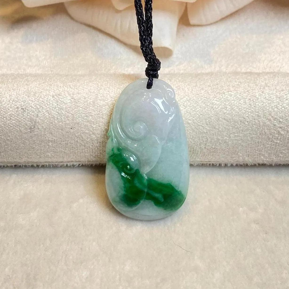 Green Jade Ruyi Pendant Necklace - Certified Natural Type-A Jadeite