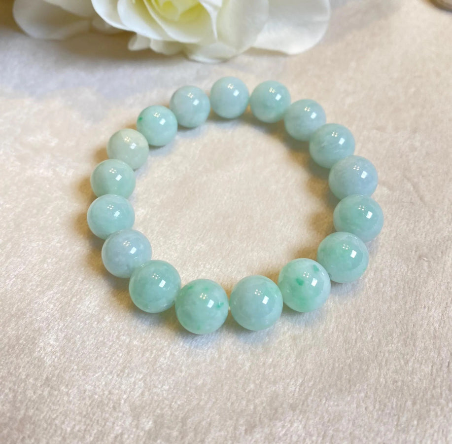 Gransky Jewellery Light Green Type-A Jadeite Stretch Bracelet - 17cm, 10-10.9mm