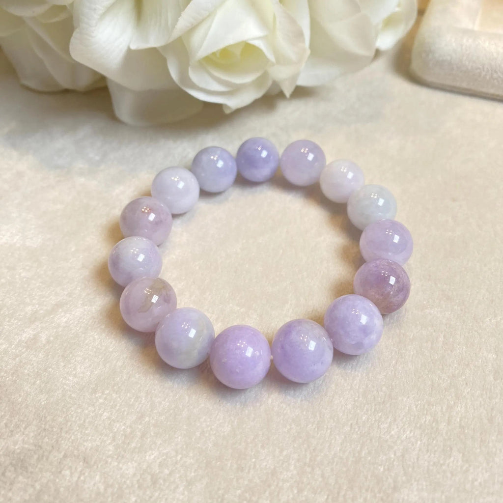 18cm Burmese Jade Bracelet, Purple Jade Bead Bracelet, Natural Jade Gemstone, Jade Healing Jewelry, Jade Bracelet Men and Women