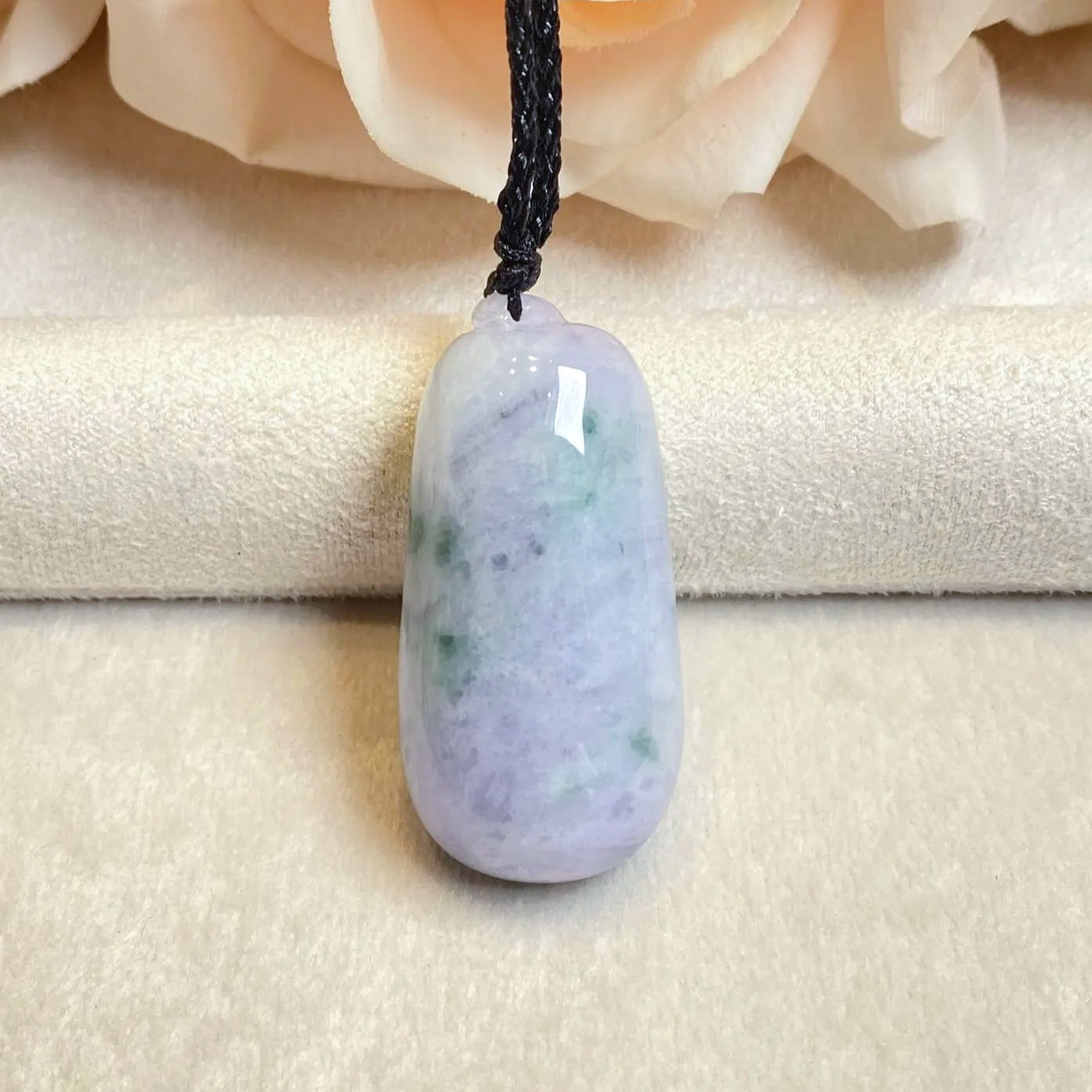 Two-Tone Green & Purple Melon-Shaped Jadeite Pendant Necklace