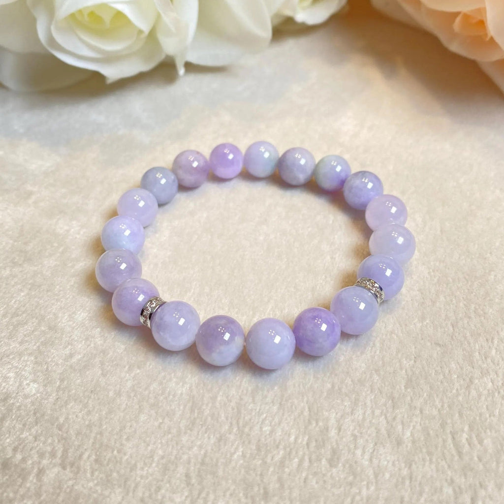 Burmese Purple Jade Bracelet, Jade Stone Bead Bracelet, Natural Jade Gemstone Bracelet, Jade Healing Jewelry, Jade Bracelet Man & Woman