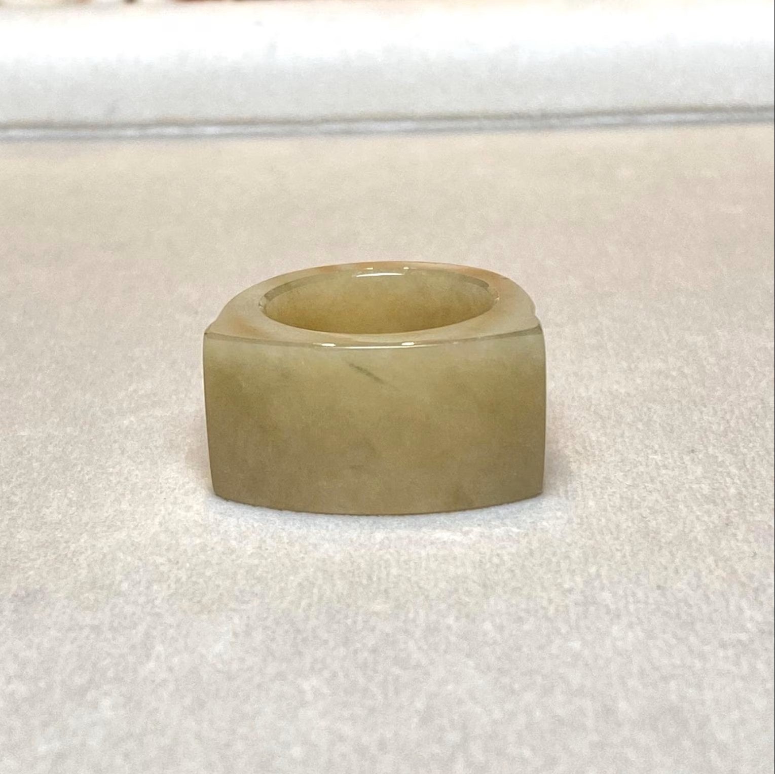 Brown Wide Band Jade Ring - Size US 8, Smooth Vibrant Brown, Minimalist Elegance