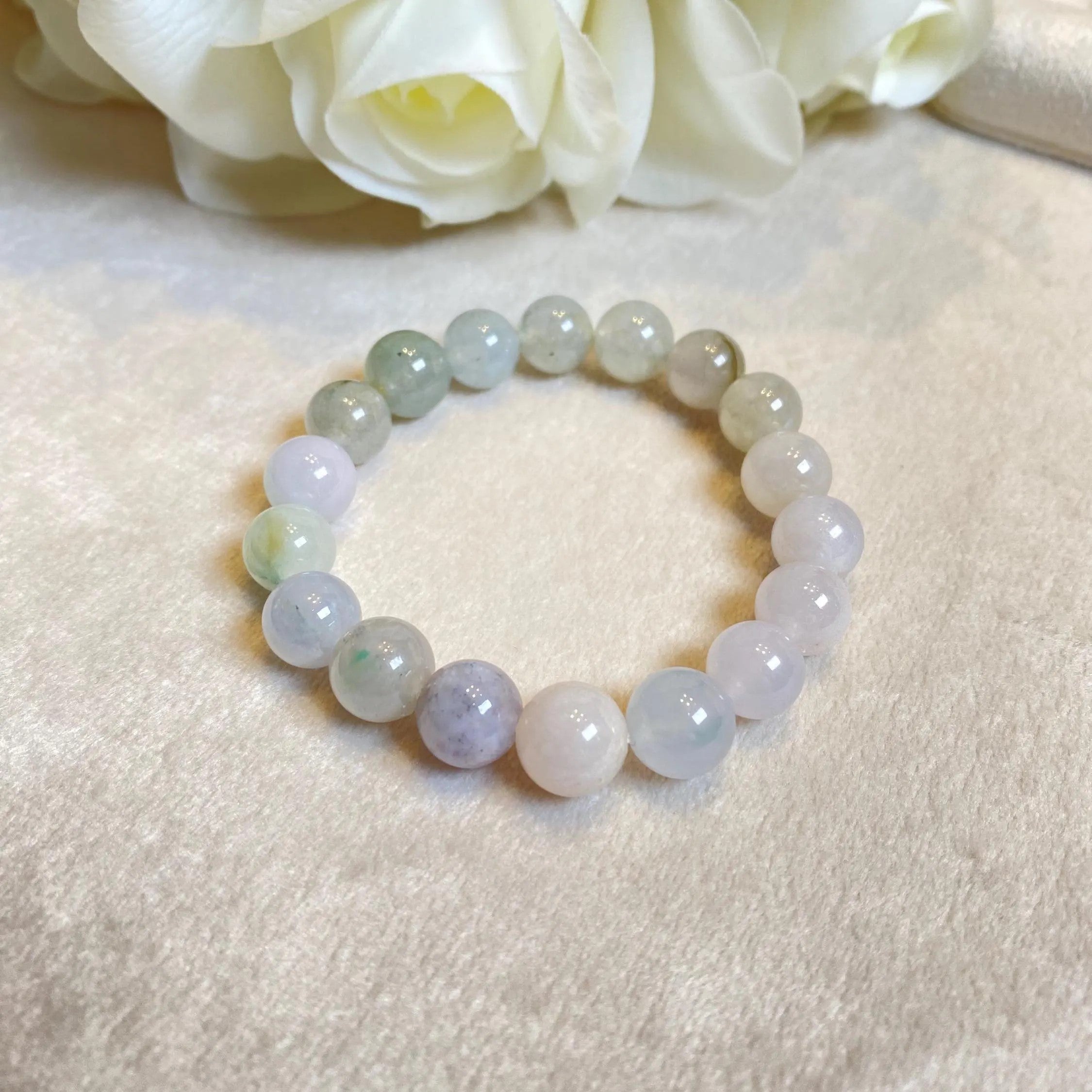 Multi-Color Natural Untreated Type-A Burmese Jadeite Beaded Bracelet
