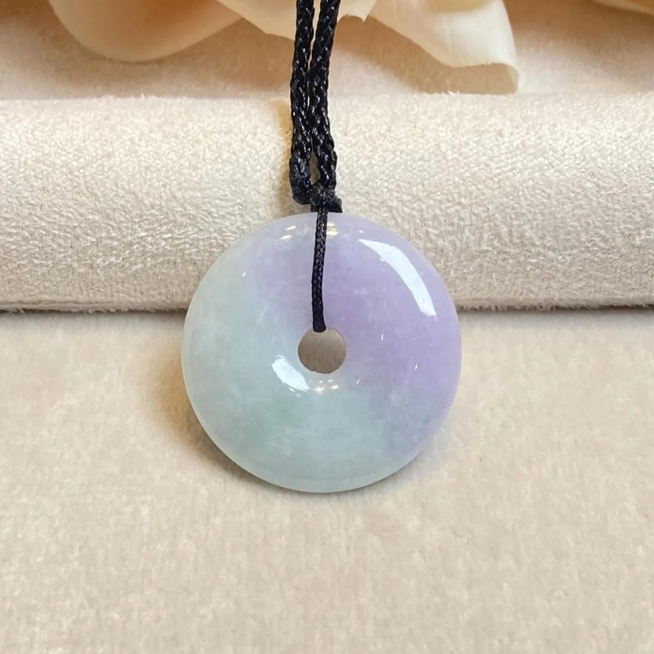 24mm Gransky Purple and Green Donut Jade Pendant Necklace