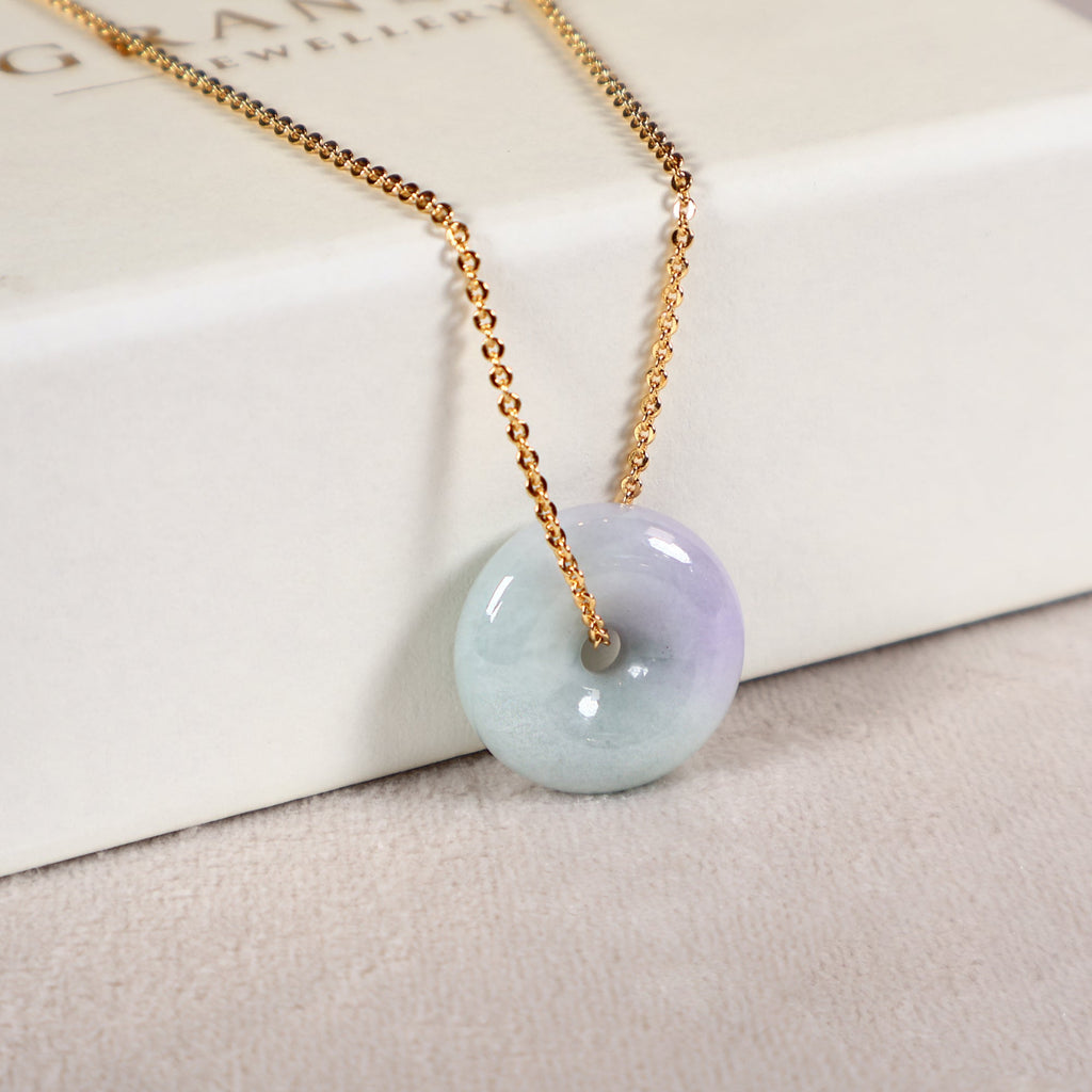Purple and Green Donut Jade Pendant