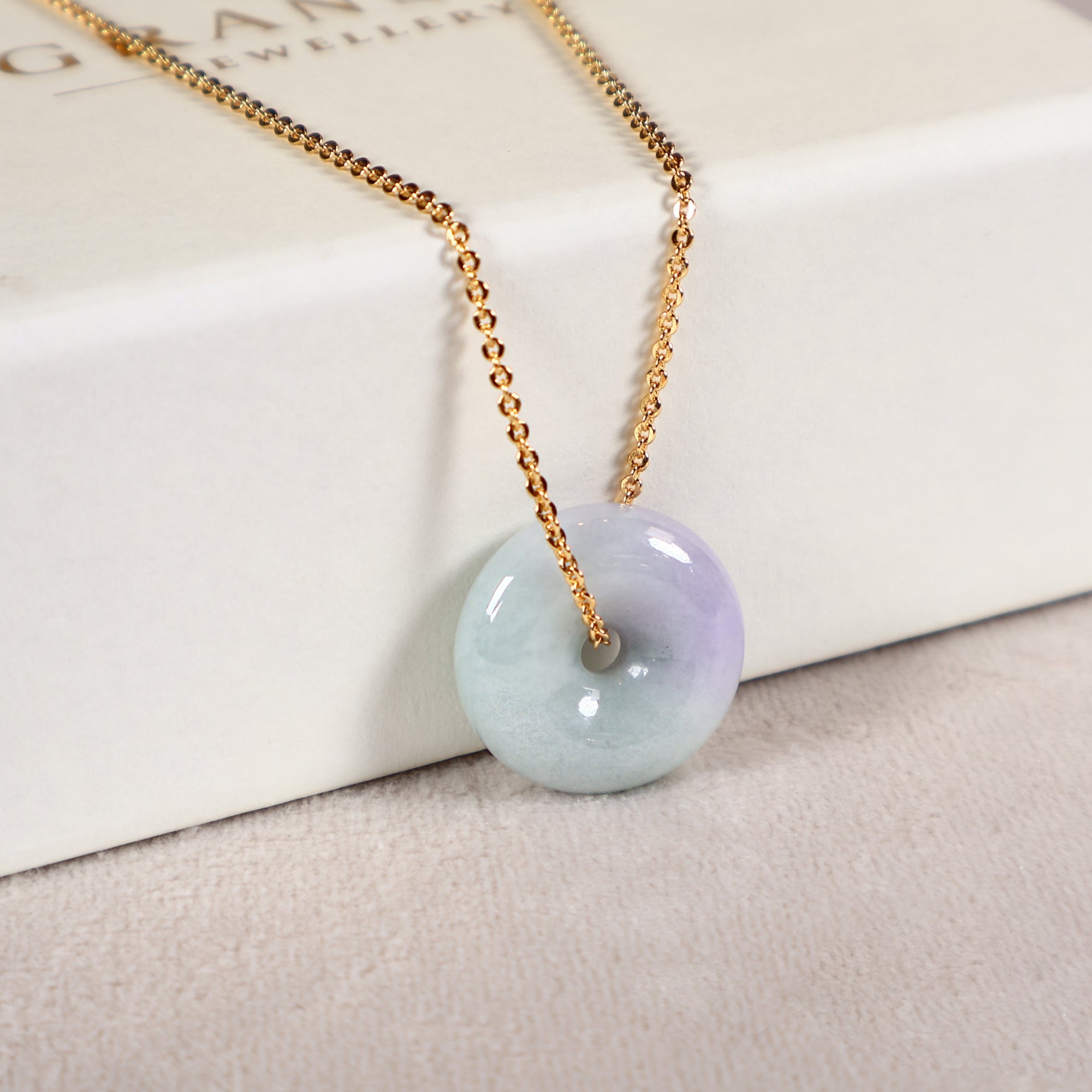 Purple and Green Donut Jade Pendant