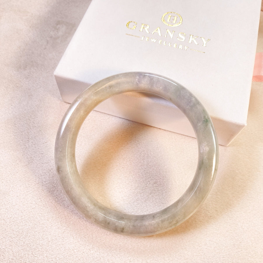 58mm Natural Jadeite Real Jade White Green Purple Bangle Bracelet