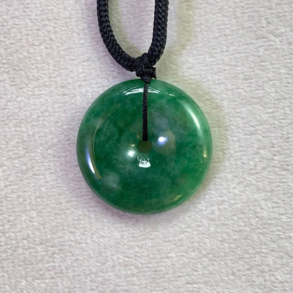 Green Jade Round Donut Pendant 24.1mm - Calming Gemstone