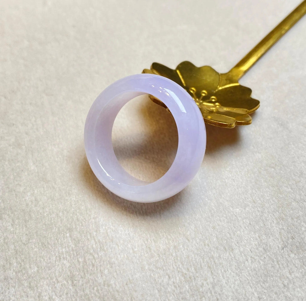 Imperial Purple Jade Ring Band - Size US 9, Vibrant & Translucent, Minimalist Elegance