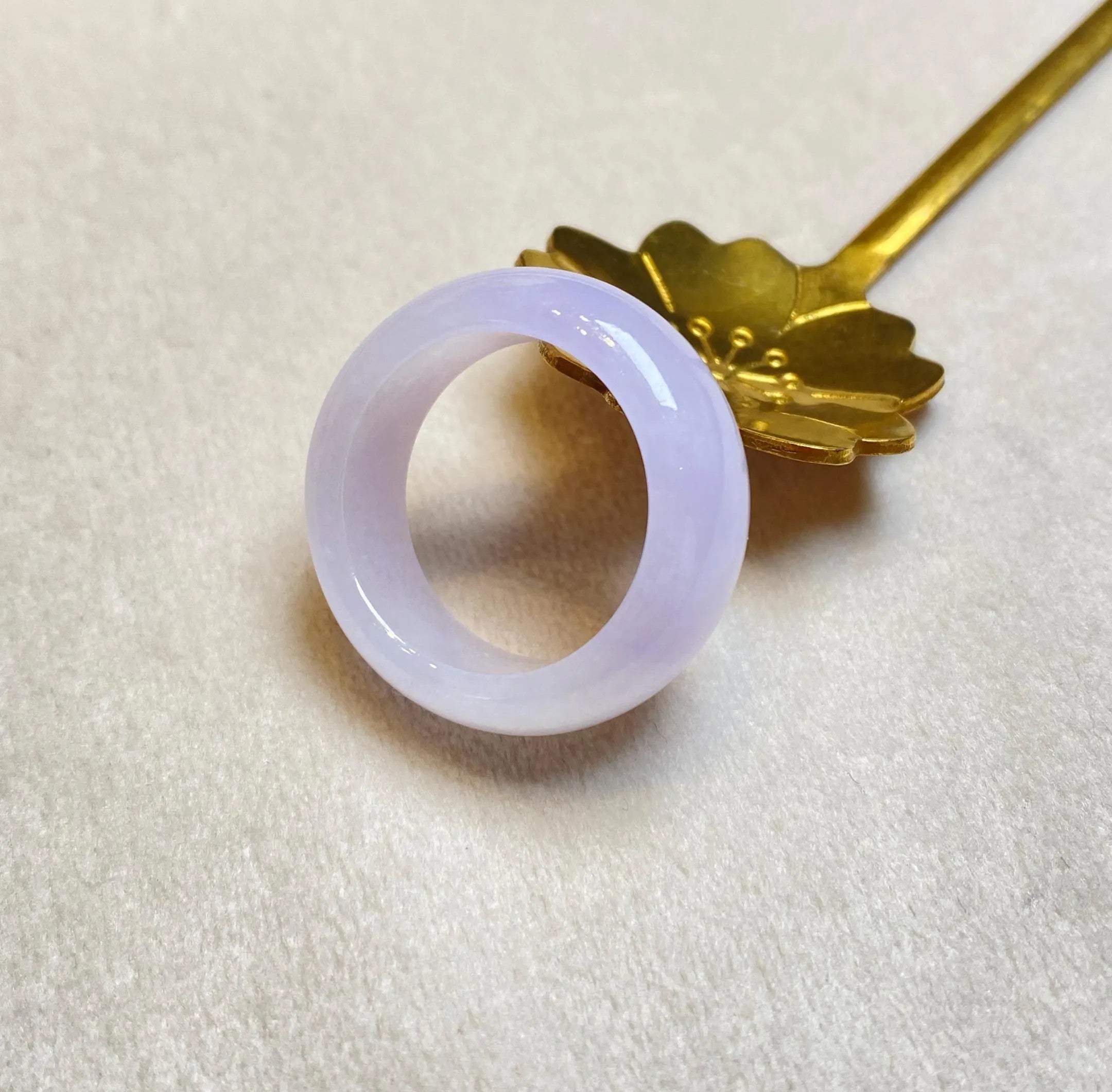 Imperial Purple Jade Ring Band - Size US 9, Vibrant & Translucent, Minimalist Elegance