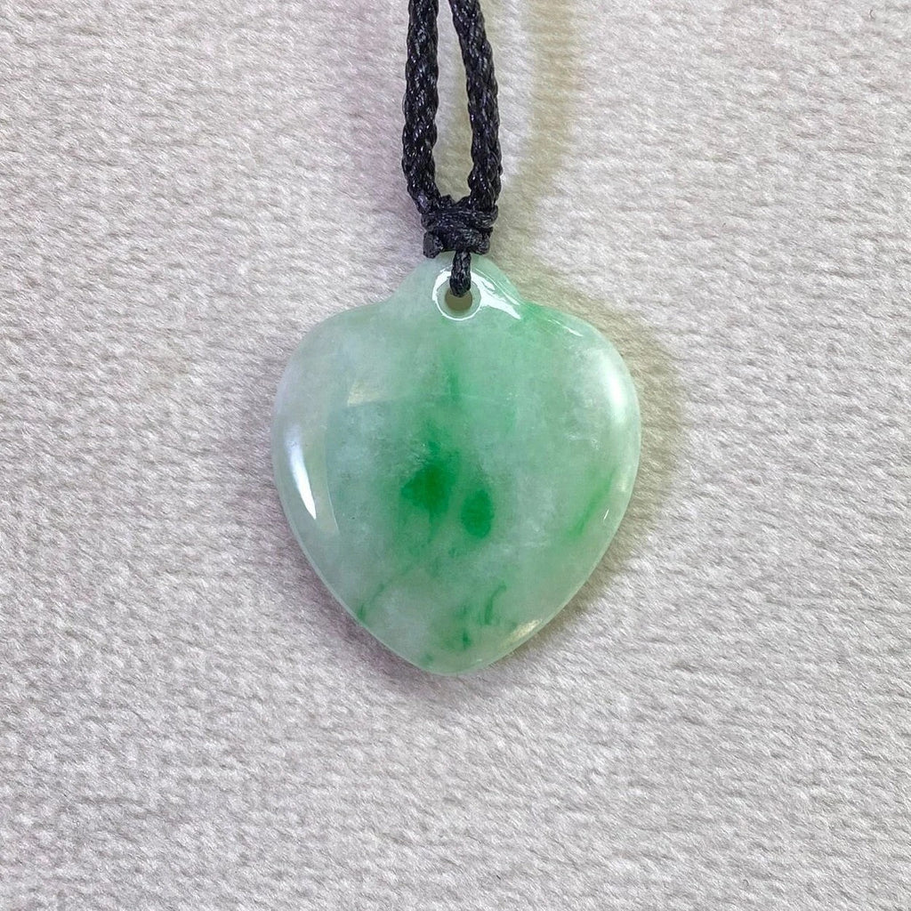 Dainty Heart Shape Green Jade Pendant Necklace