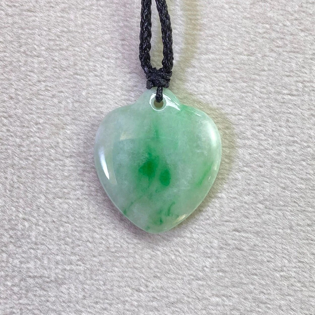 Dainty Heart Shape Green Jade Pendant Necklace