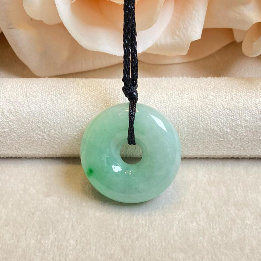 Gransky Green Jadeite Donut Pendant Necklace - Natural Grade A Burmese