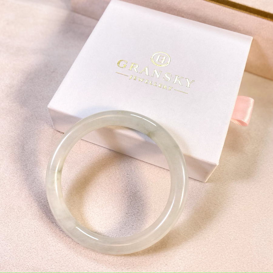 56.5mm Natural Jadeite Real Jade Round Bangle Bracelet
