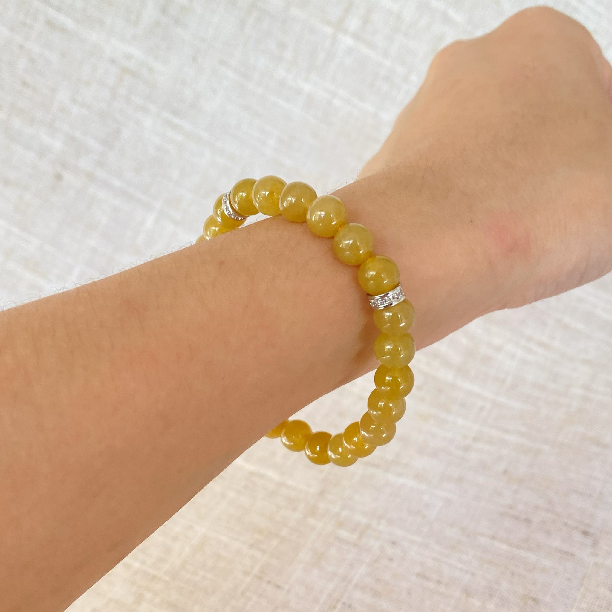 Orange Brown Jade Beaded Bracelet Natural Type A Burmese Jade