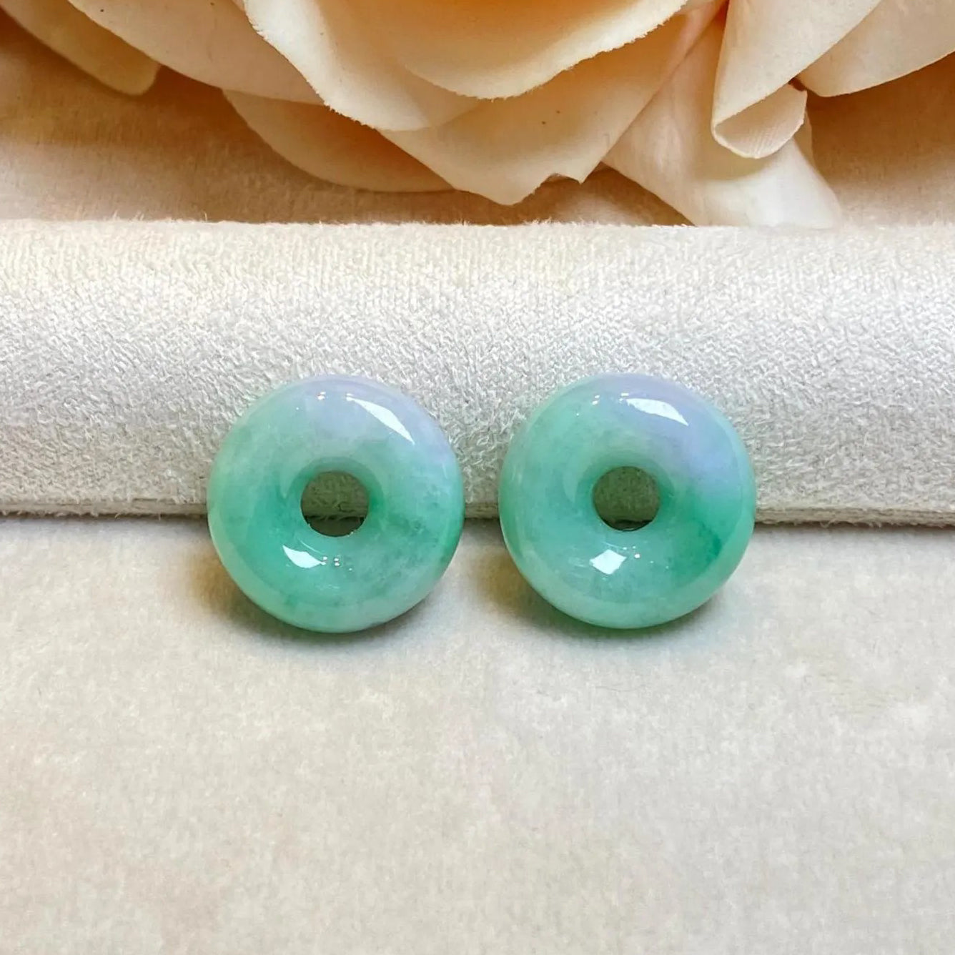 Five Pairs of Round Donut-Shaped Loose Jade for Earrings, Necklaces, and Bracelets DIY