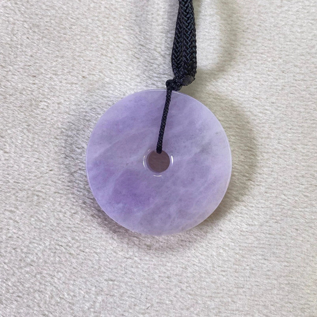 Gransky Dark Purple Disc Type A Jade Pendant Necklace
