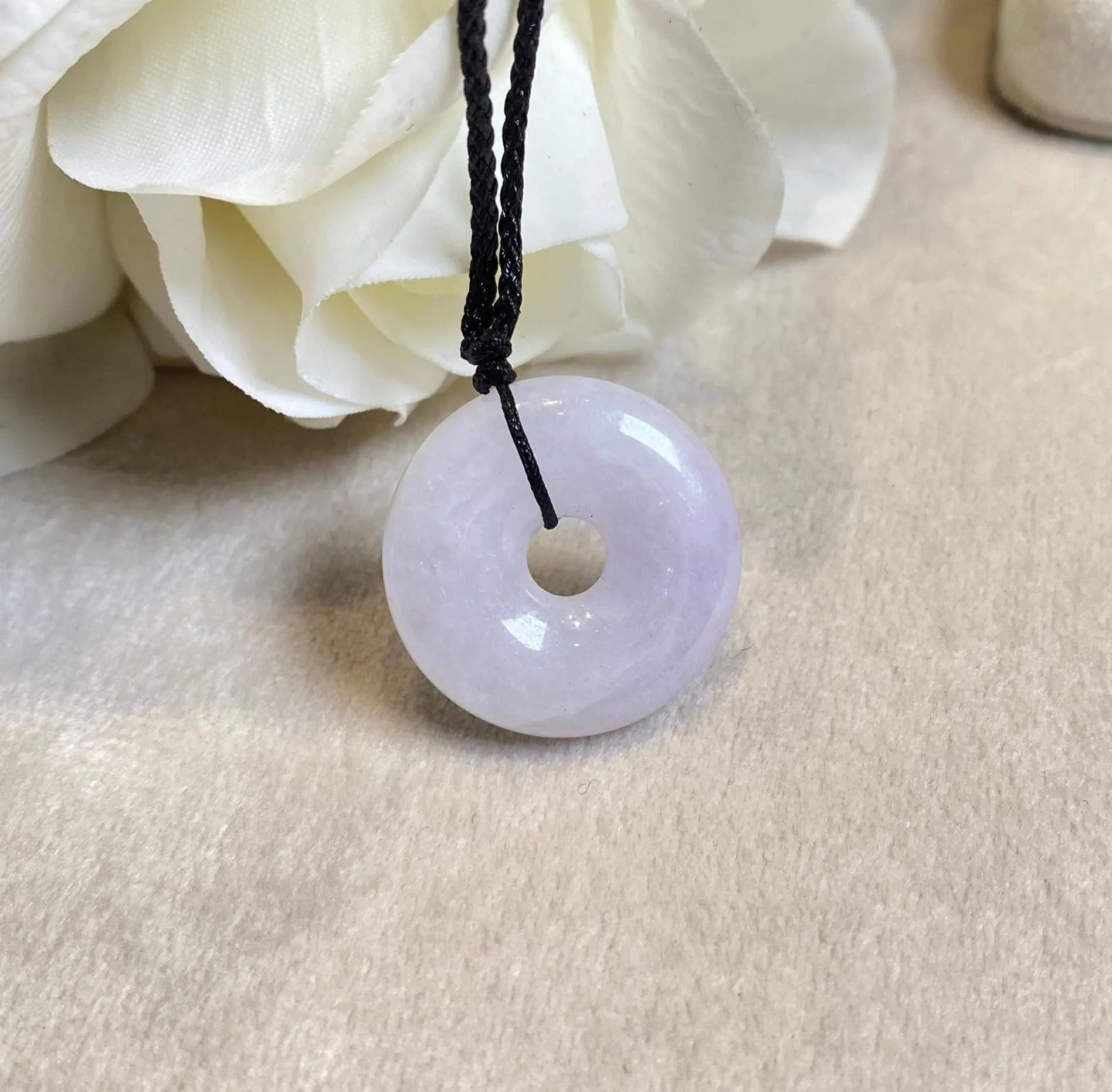 Gransky 24.3mm Purple Jadeite Donut Disc Pendant - Natural Grade A Burmese