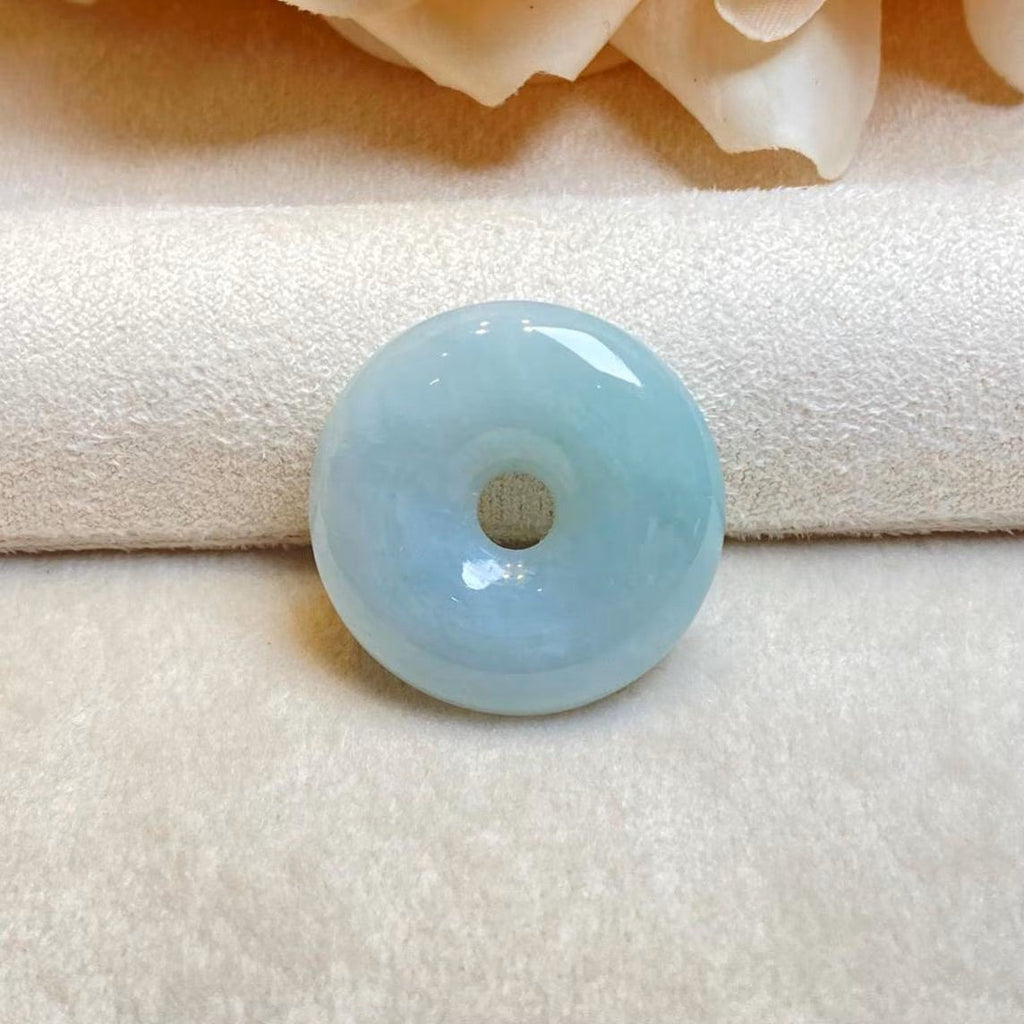 Gransky Natural Type A Ocean Blue Jade Disc Pendant