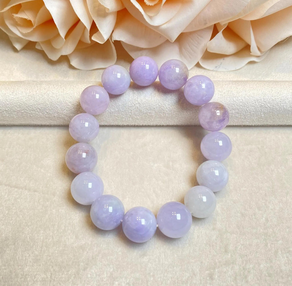 18cm Burmese Jade Bracelet, Purple Jade Bead Bracelet, Natural Jade Gemstone, Jade Healing Jewelry, Jade Bracelet Men and Women