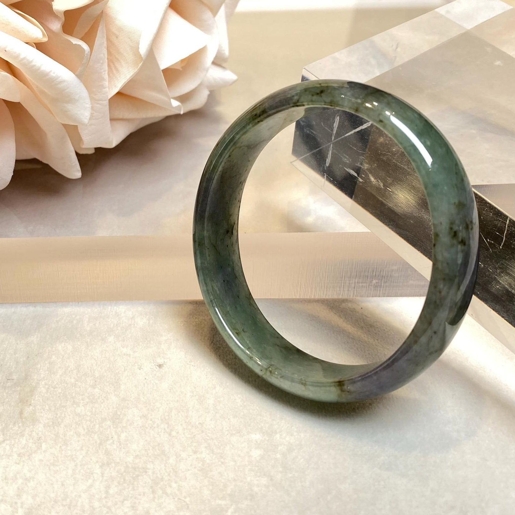 52.8mm Jadeite Real Jade Bangle Oval Shape - Type-A Natural Jade