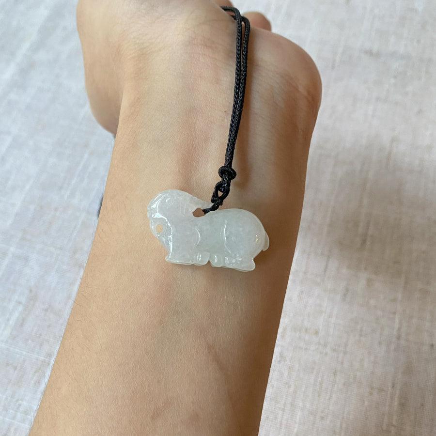 Animal Goat Carved Type A Natural Jade Pendant