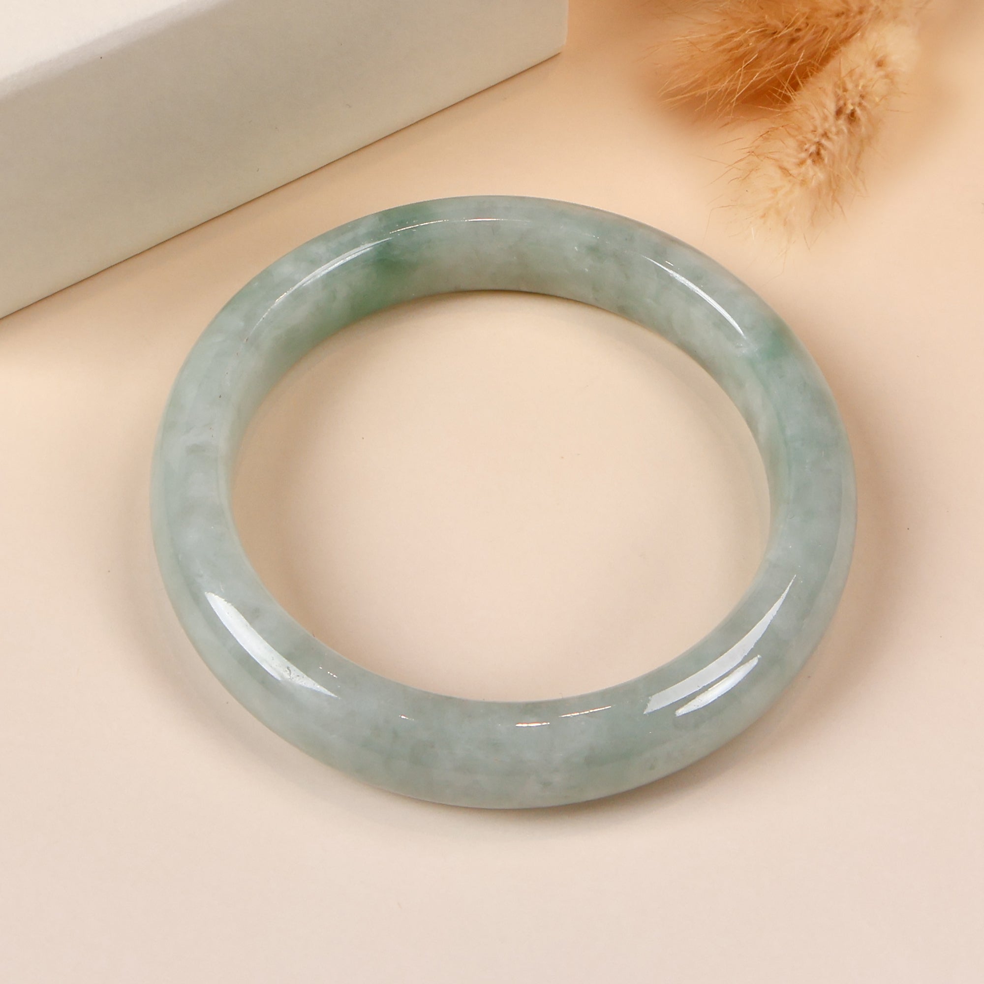 56.0mm Natural Jadeite Real Jade Green Bangle Bracelet
