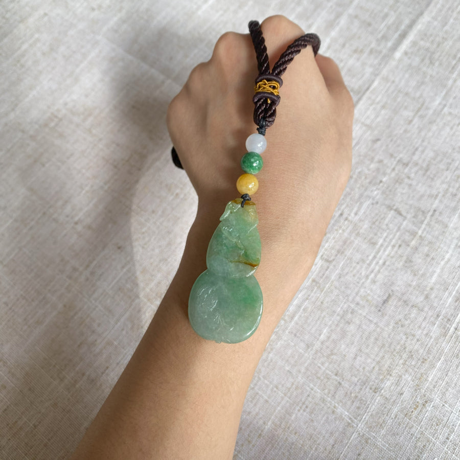 Natural Type A Burmese Jade Hulu Jade Pendant Necklace