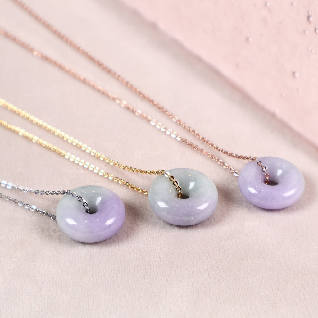 Gransky Purple and Green Donut Jade Pendant Necklace