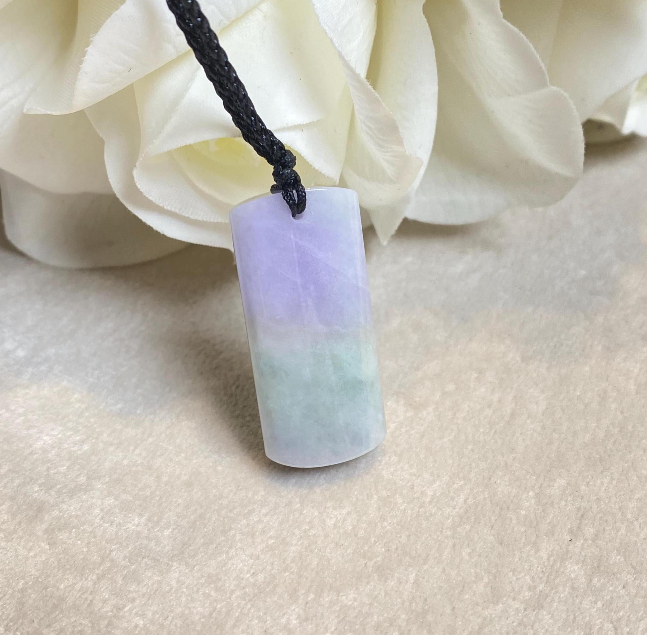 Natural Purple Jade Block Pendant - Certified Natural Jade
