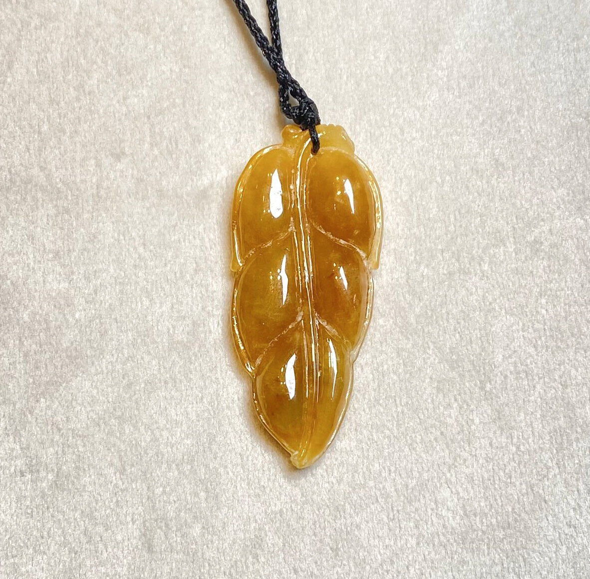 Natural Orange Jadeite Leaf Pendant - Type-A Untreated Jadeite