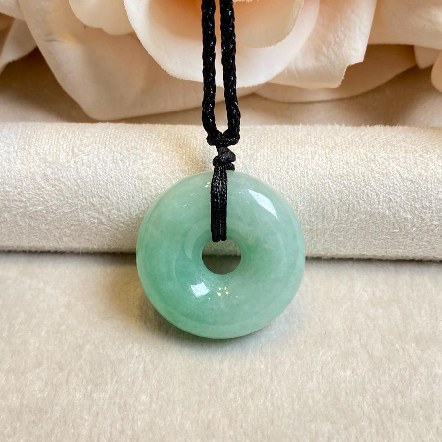Gransky Green Jadeite Donut Pendant Necklace - Natural Grade A Burmese