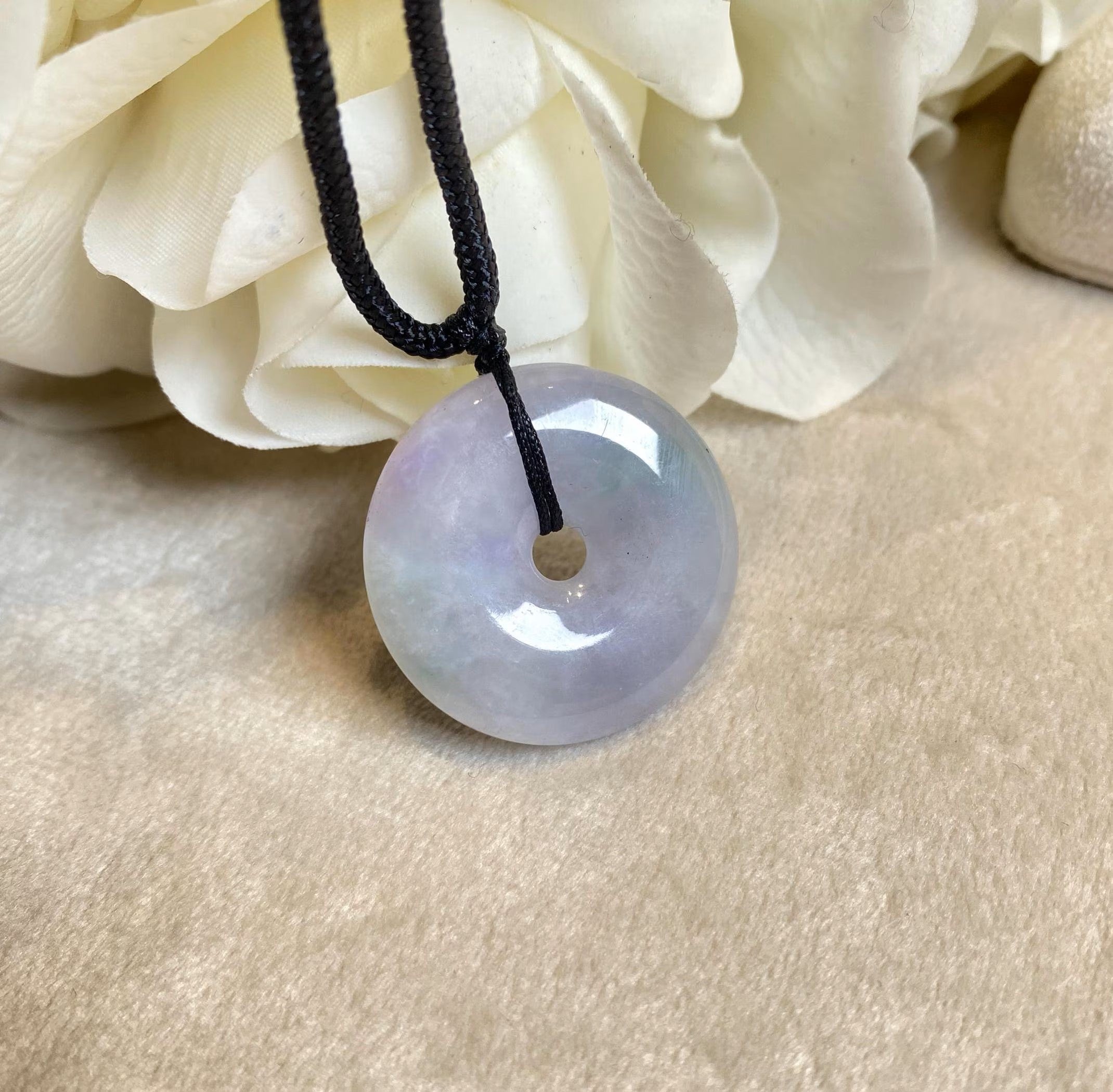 Exquisite Purple & Green Round Jade Disc Pendant – Natural Burmese Jadeite