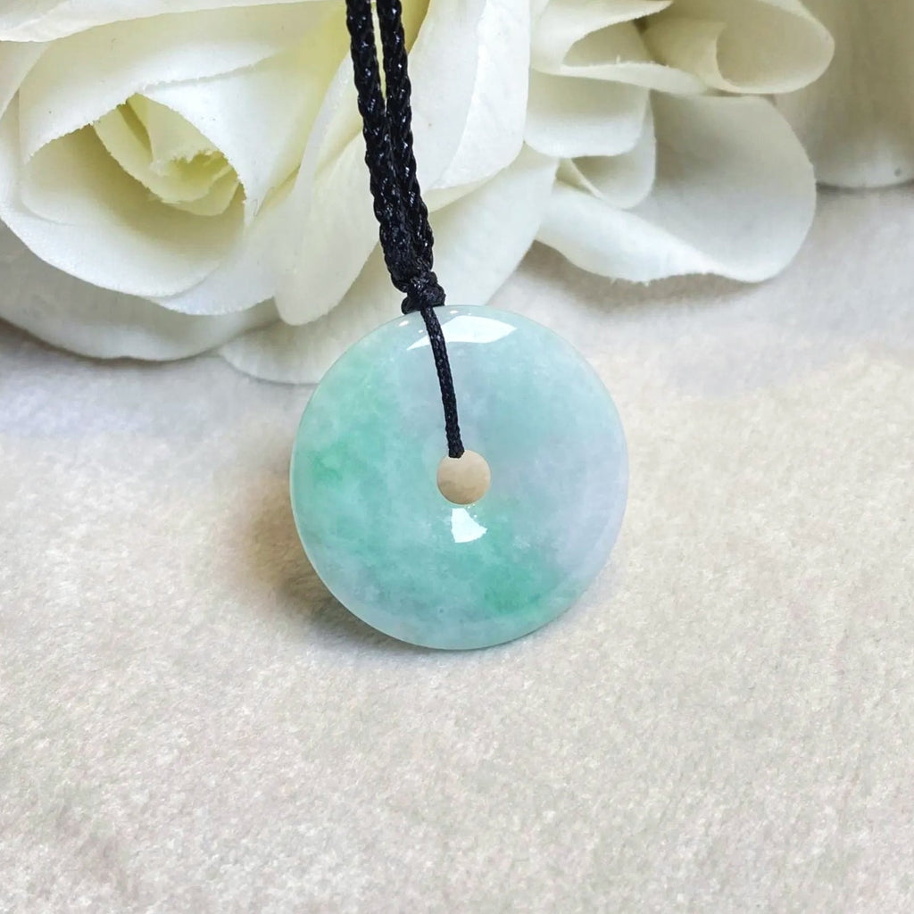 23mm Green Jade Round Donut Pendant - Calming Gemstone