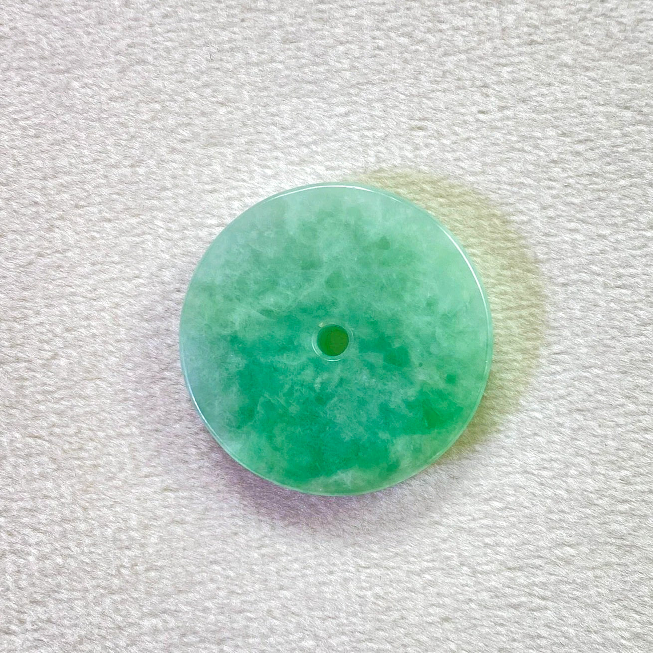 Green Jade Round Donut Pendant 24.1mm - Calming Gemstone