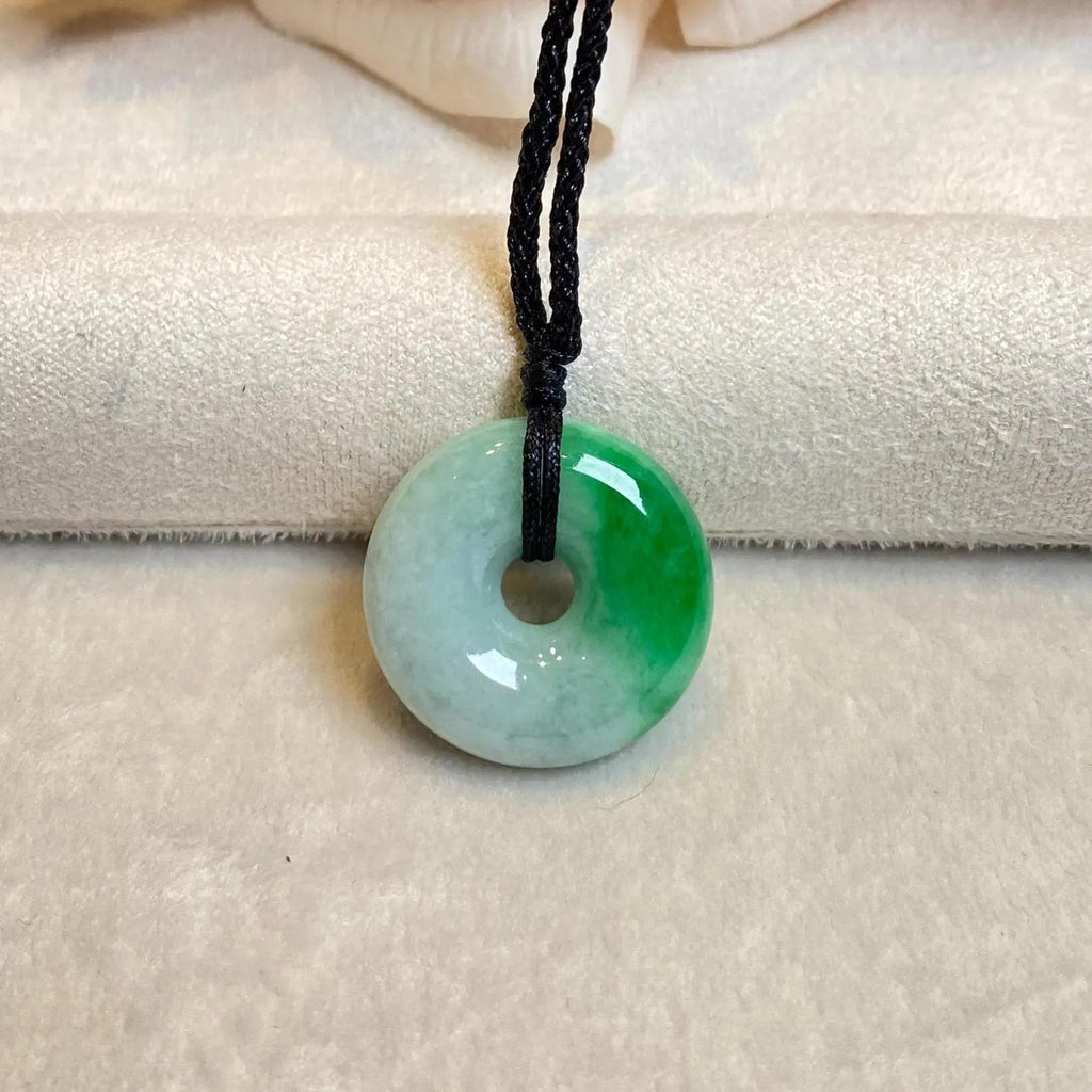 Green Jade Round Donut Pendant - Calming Gemstone