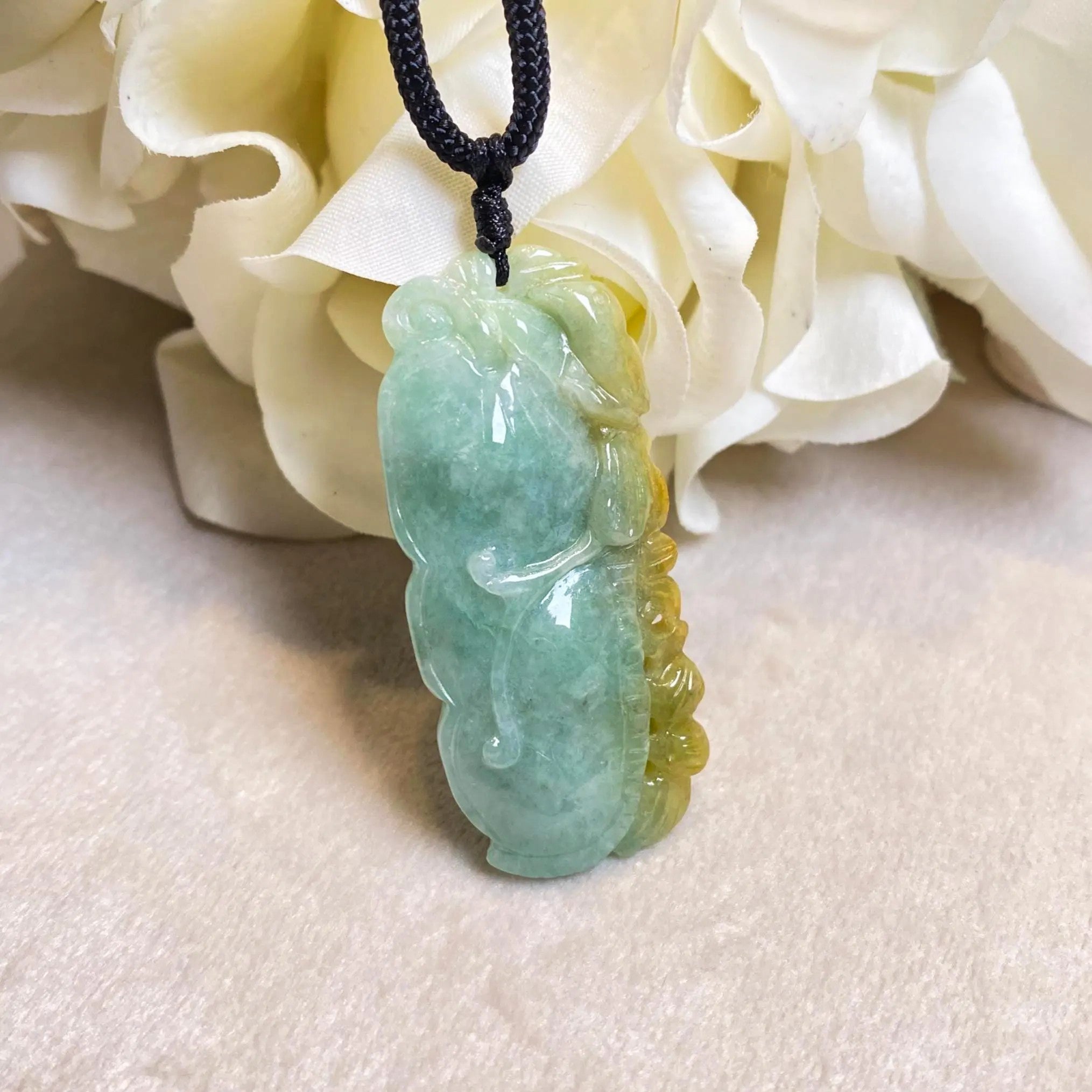 Handcrafted Peapod-Shaped Green Jade Pendant