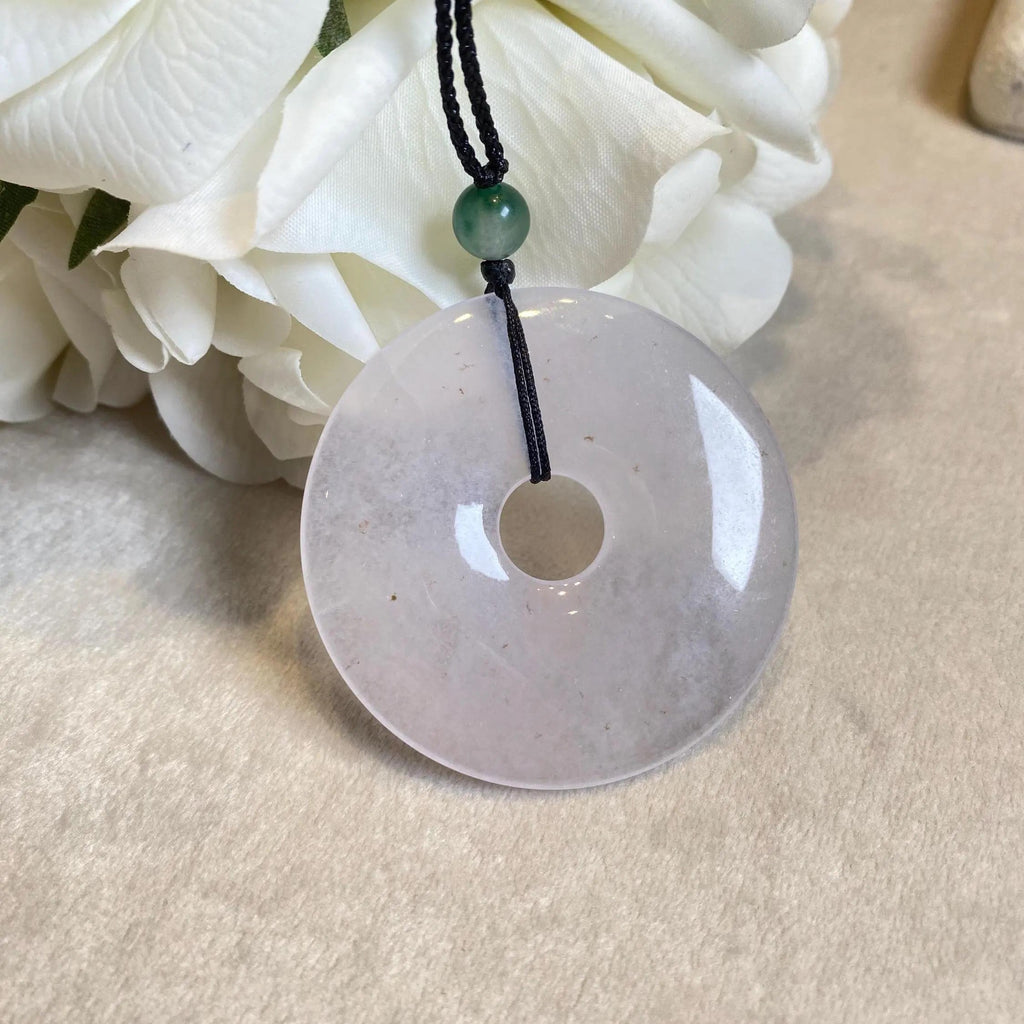 Icy White Round Disc Jade Pendant Necklace - Certified Natural Jadeite